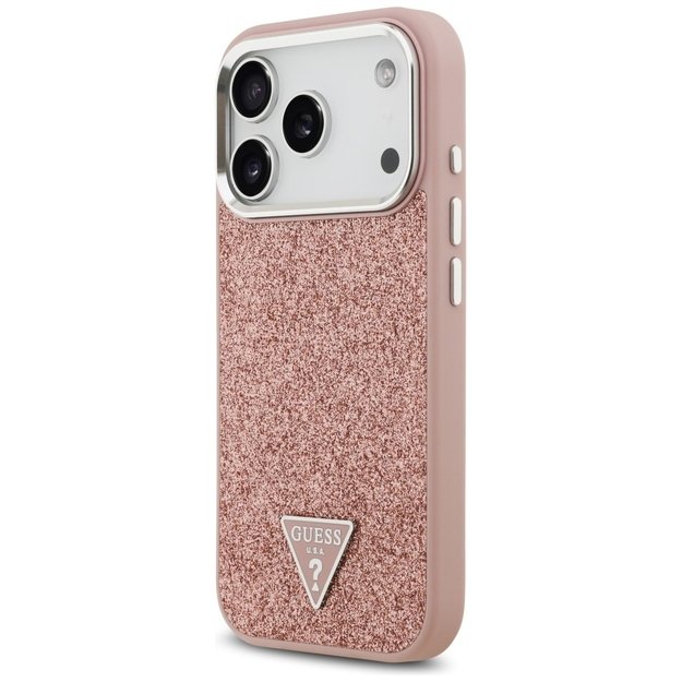 Guess Glitter Triangle Logo MagSafe Case for iPhone 17 Pro - Pink 1