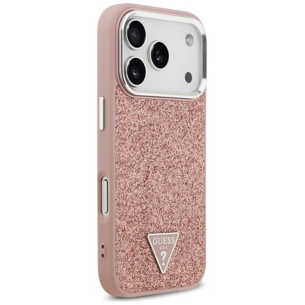 Guess Glitter Triangle Logo MagSafe Case for iPhone 17 Pro - Pink 3