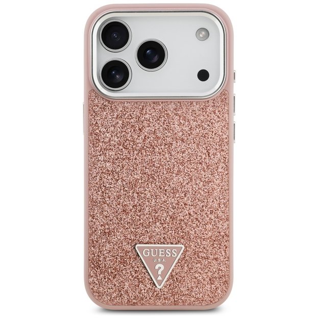 Guess Glitter Triangle Logo MagSafe Case for iPhone 17 Pro - Pink 2