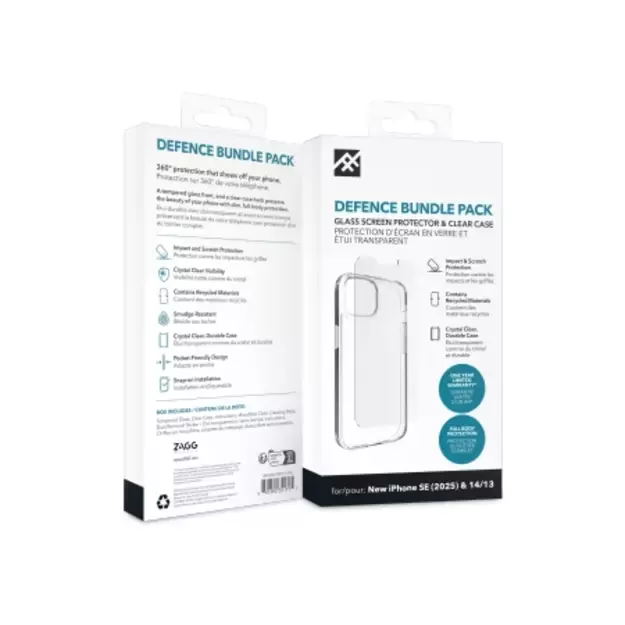 ZAGG IF Defense Bundle Case for iPhone 16e (2025) / 15 / 14 / 13 - Transparent 1