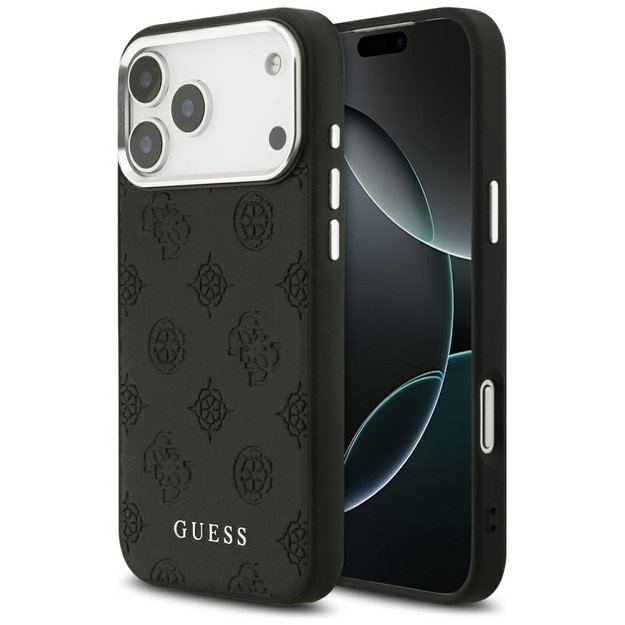 Guess Peony Hot Stamp Script MagSafe Case for iPhone 17 Pro Max - Black