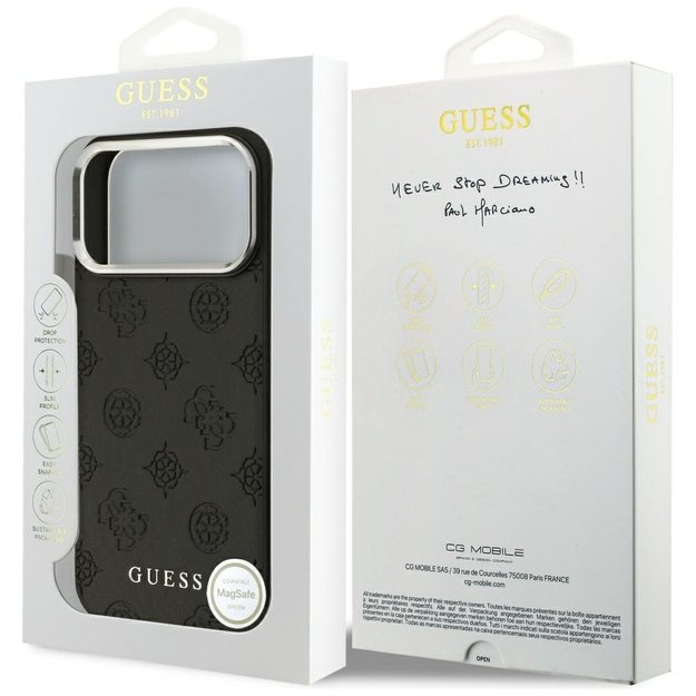 Guess Peony Hot Stamp Script MagSafe Case for iPhone 17 Pro Max - Black 7