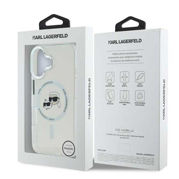 Karl Lagerfeld IML Metal Karl&amp Choupette Head MagSafe Case for iPhone 16 - White 7