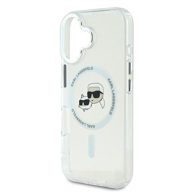 Karl Lagerfeld IML Metal Karl&amp Choupette Head MagSafe Case for iPhone 16 - White 5