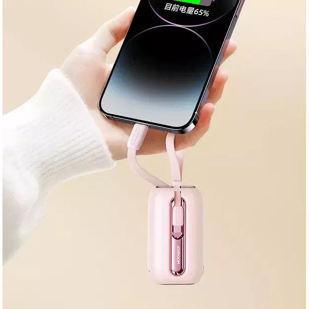 Joyroom mini powerbank 10000mAh Colorful Series 22.5W with 2 built-in USB C and Lightning cables pink (JR-L012) 15
