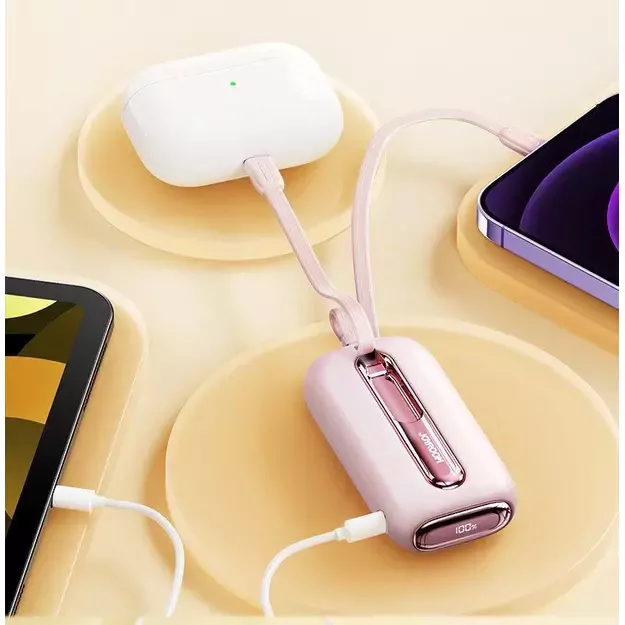 Joyroom mini powerbank 10000mAh Colorful Series 22.5W with 2 built-in USB C and Lightning cables pink (JR-L012) 16