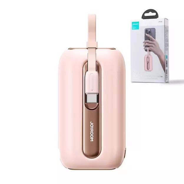Joyroom mini powerbank 10000mAh Colorful Series 22.5W with 2 built-in USB C and Lightning cables pink (JR-L012) 12