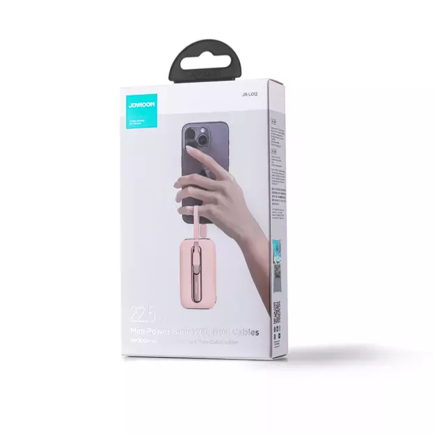 Joyroom mini powerbank 10000mAh Colorful Series 22.5W with 2 built-in USB C and Lightning cables pink (JR-L012) 8