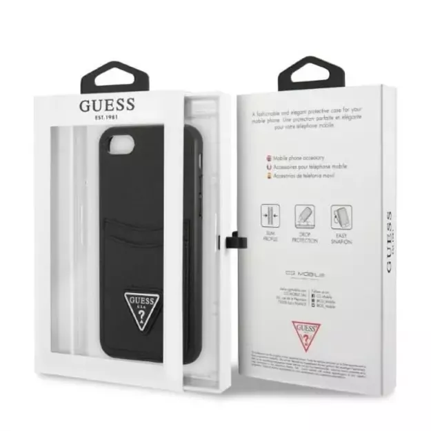 Guess GUHCI8PSATPK iPhone 7/8 SE 2020 / SE 2022 hardcase black/black hardcase Saffiano Triangle Logo Cardslot 14