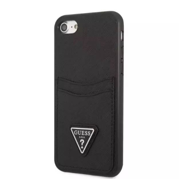 Guess GUHCI8PSATPK iPhone 7/8 SE 2020 / SE 2022 hardcase black/black hardcase Saffiano Triangle Logo Cardslot 8