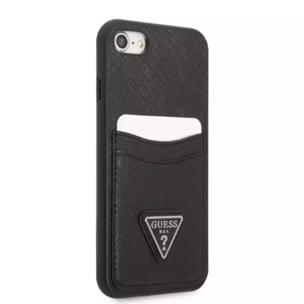 Guess GUHCI8PSATPK iPhone 7/8 SE 2020 / SE 2022 hardcase black/black hardcase Saffiano Triangle Logo Cardslot 10