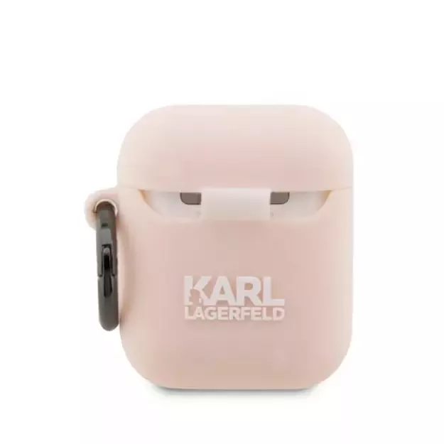 Karl Lagerfeld KLA2RUNIKP AirPods 1/2 cover pink/pink Silicone Karl Head 3D 1