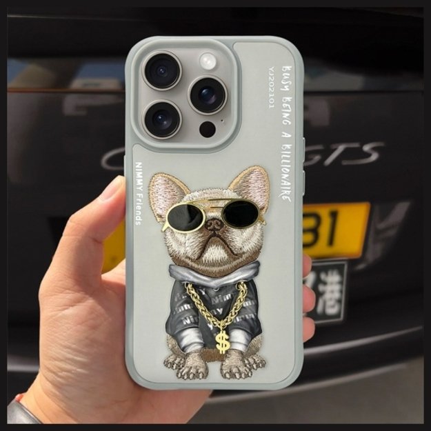 Nimmy Glasses Cool Dog iPhone 15 Pro Case - Gray 7