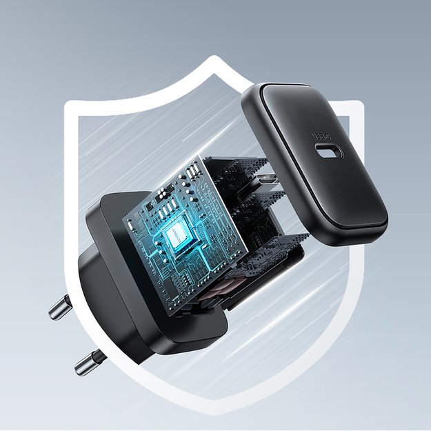 Joyroom JR-TCF23 network charger USB-C 25W SFC / PPS / PD - black + USB-C / USB-C cable 1m 13