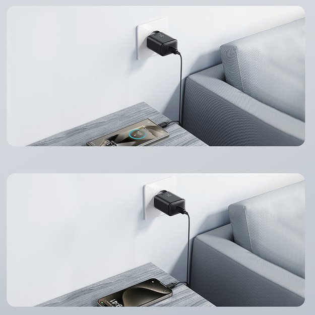 Joyroom JR-TCF23 network charger USB-C 25W SFC / PPS / PD - black + USB-C / USB-C cable 1m 12