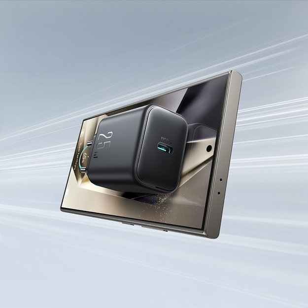 Joyroom JR-TCF23 network charger USB-C 25W SFC / PPS / PD - black + USB-C / USB-C cable 1m 10