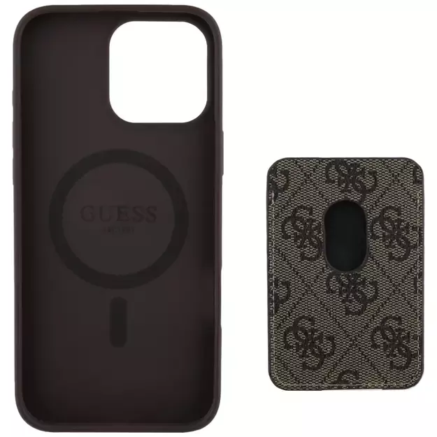 Guess 4G Stripes case with Magsafe wallet for iPhone 16 Pro Max brown 8