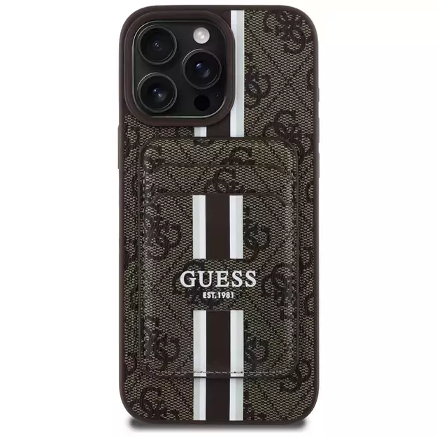 Guess 4G Stripes case with Magsafe wallet for iPhone 16 Pro Max brown 6