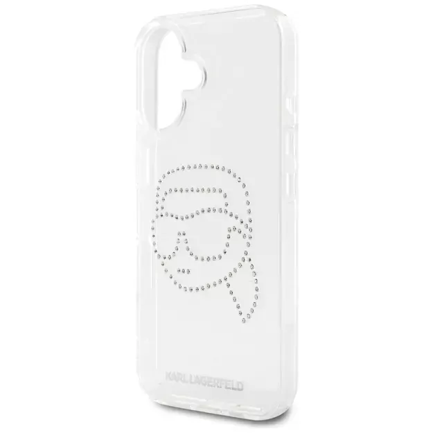 Karl Lagerfeld IML Rhinestones Karl Head Case for iPhone 16 Clear 12