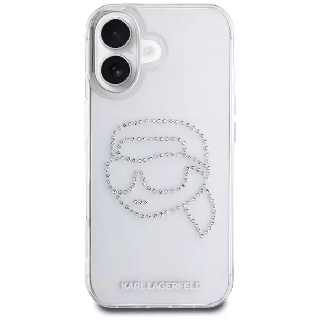 Karl Lagerfeld IML Rhinestones Karl Head Case for iPhone 16 Clear 9