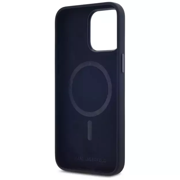 Karl Lagerfeld Silicone Shadow Metal Initial MagSafe Case for iPhone 15 Pro Max Black 13