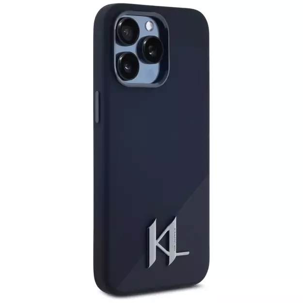 Karl Lagerfeld Silicone Shadow Metal Initial MagSafe Case for iPhone 15 Pro Max Black 10