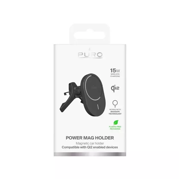 Puro Car Holder with Qi2 Charger, MagSafe Compatible - Black 2
