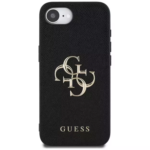 Guess PU Grained 4G Metal Logo case for iPhone 16e - black 9