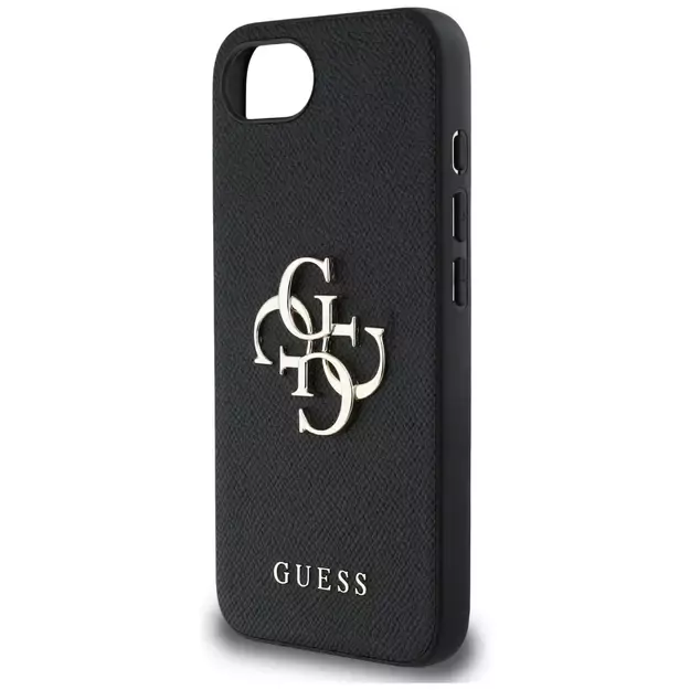 Guess PU Grained 4G Metal Logo case for iPhone 16e - black 12
