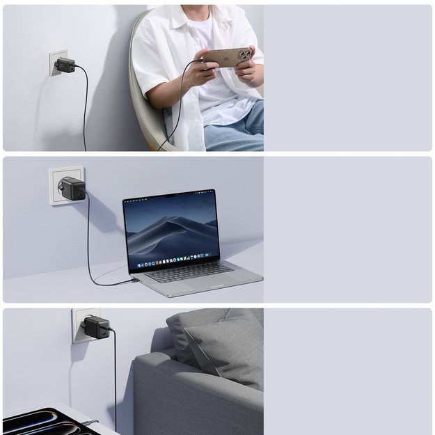 Ładowarka sieciowa Joyroom JR-TCG17 45W 2 x- USB-C (wtyczka EU) - czarna 4