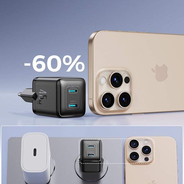 Ładowarka sieciowa Joyroom JR-TCG17 45W 2 x- USB-C (wtyczka EU) - czarna 3