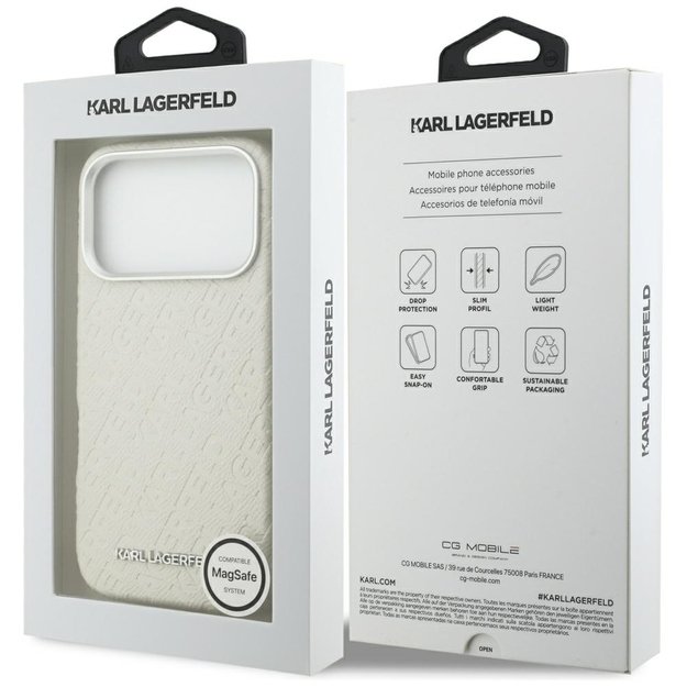 Karl Lagerfeld FW Stamped Karl MagSafe Case for iPhone 17 Pro - Beige 7