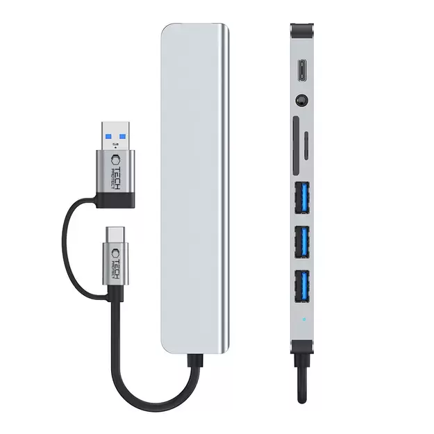 Tech-Protect HB06 HUB Adapter 8in1 TYPE-C + USB2.0 + USB3.0 + SD/TF + AV3.5 - gray 5