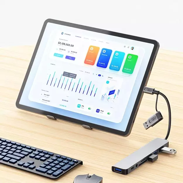 Tech-Protect HB06 HUB Adapter 8in1 TYPE-C + USB2.0 + USB3.0 + SD/TF + AV3.5 - gray 8