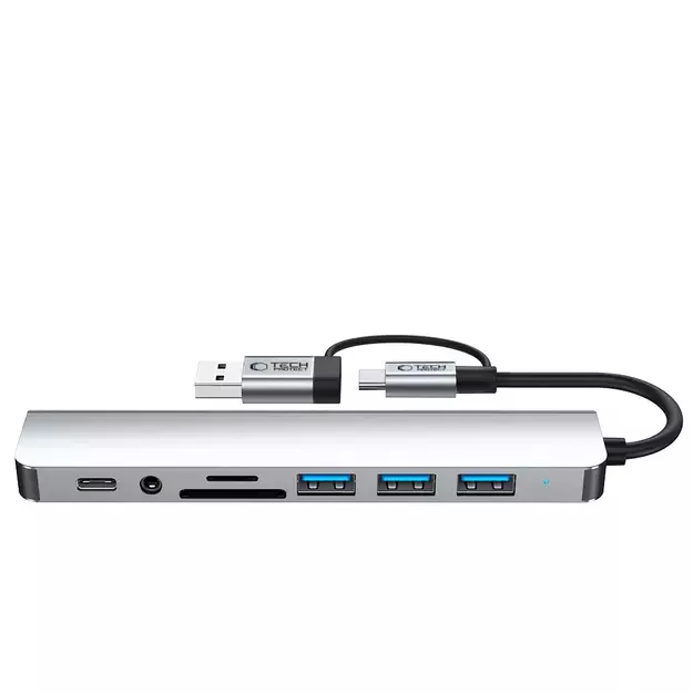 Tech-Protect HB06 HUB Adapter 8in1 TYPE-C + USB2.0 + USB3.0 + SD/TF + AV3.5 - gray 3