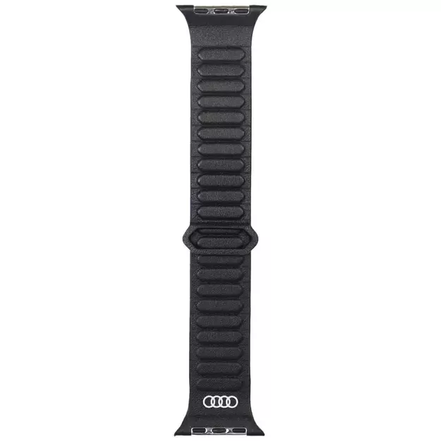 Audi Logo Genuine Leather Magnetic Ring Strap for Apple Watch 44 / 45 / 46 / 49 mm - Black