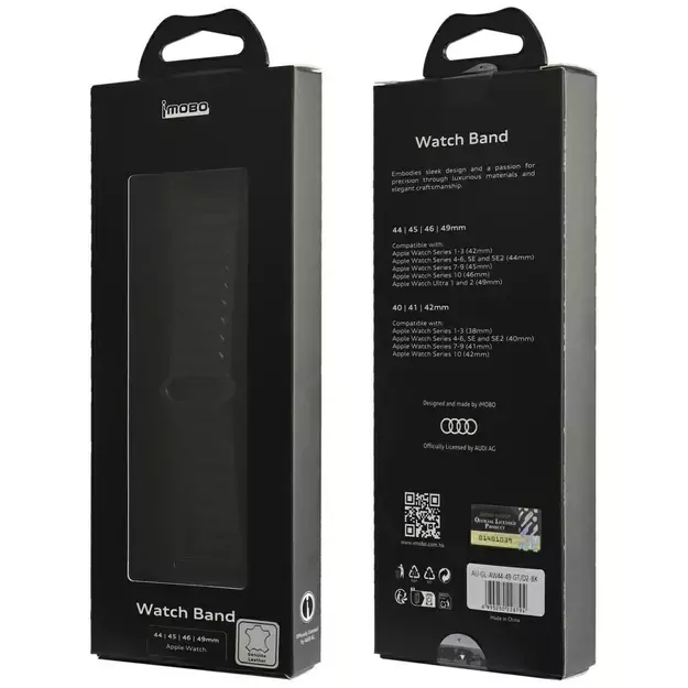 Audi Logo Genuine Leather Magnetic Ring Strap for Apple Watch 44 / 45 / 46 / 49 mm - Black 3