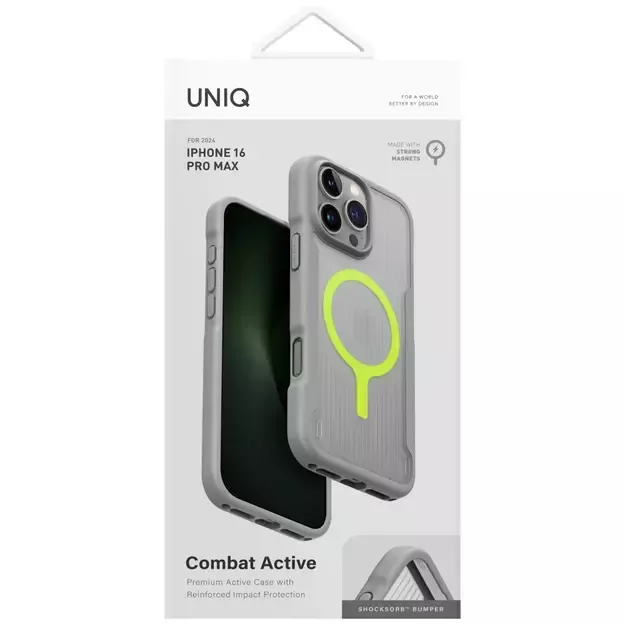 Uniq Combat Active Magclick Charging Case for iPhone 16 Pro Max - Gray 4