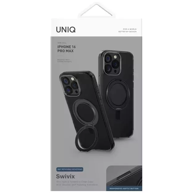 Uniq Swivix 360 Rotating Kickstand Case for iPhone 16 Pro Max - Black 4