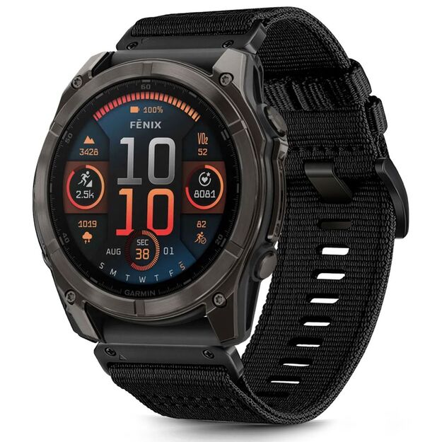Tech-Protect Nylon Strap for Garmin Fenix 5X / 5X PLUS / 6X / 6X PRO / 7X / 8 (51 mm) - Black 1