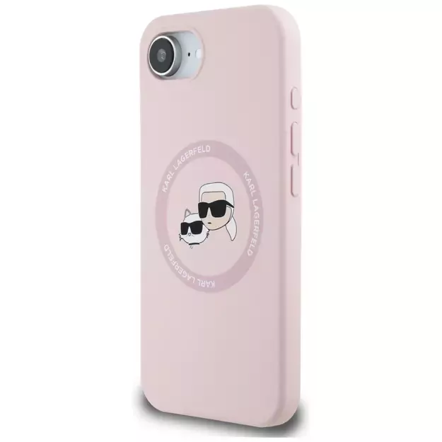 Karl Lagerfeld Silicone Karl&amp Choupette Heads MagSafe iPhone 16e Case - Pink 1