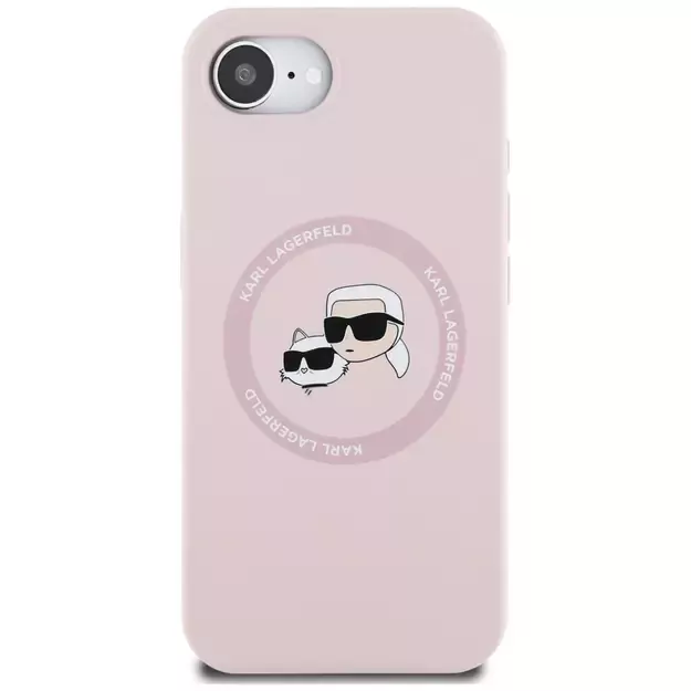 Karl Lagerfeld Silicone Karl&amp Choupette Heads MagSafe iPhone 16e Case - Pink 2
