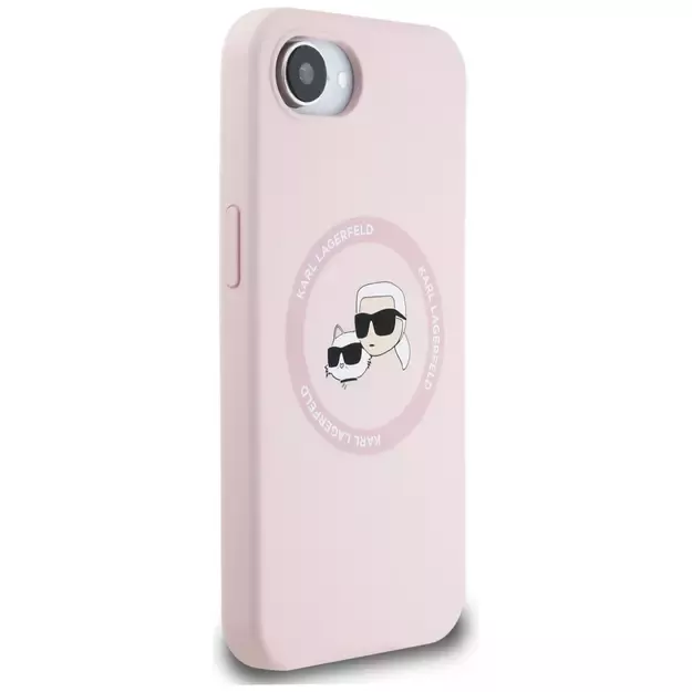 Karl Lagerfeld Silicone Karl&amp Choupette Heads MagSafe iPhone 16e Case - Pink 3