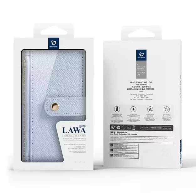 Dux Ducis Lawa iPhone 16 Pro Leather Case with Detachable Magnetic Wallet - Blue 10
