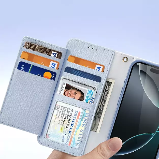 Dux Ducis Lawa iPhone 16 Pro Leather Case with Detachable Magnetic Wallet - Blue 5