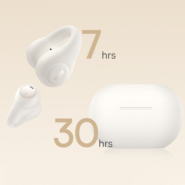 Baseus Bass 15 Clip OWS Wireless Headphones with Baseus Simple USB-C 3A 30cm Cable - White 15