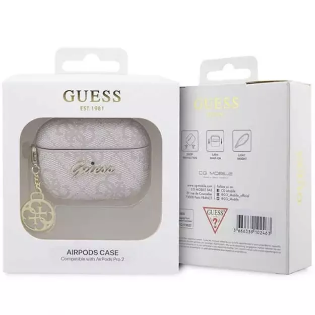 Guess GUAP2G4GSMP AirPods Pro 2 cover pink/pink 4G Charm Collection 3