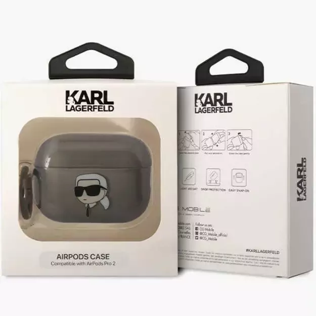 Karl Lagerfeld KKLAP2HNIKTCK Airpods Pro 2 cover black/black Ikonik Karl Lagerfeld 3