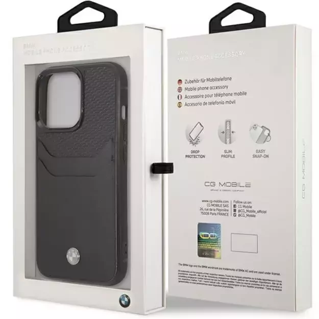 Case BMW BMHCP14X22RSEPK iPhone 14 Pro Max 6.7&quot  black/black Leather Card Slot 7
