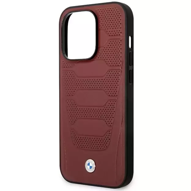 Case BMW BMHMP14X22RPSR iPhone 14 Pro Max 6.7&quot  Burgundy/burgundy Leather Seats Pattern MagSafe 5